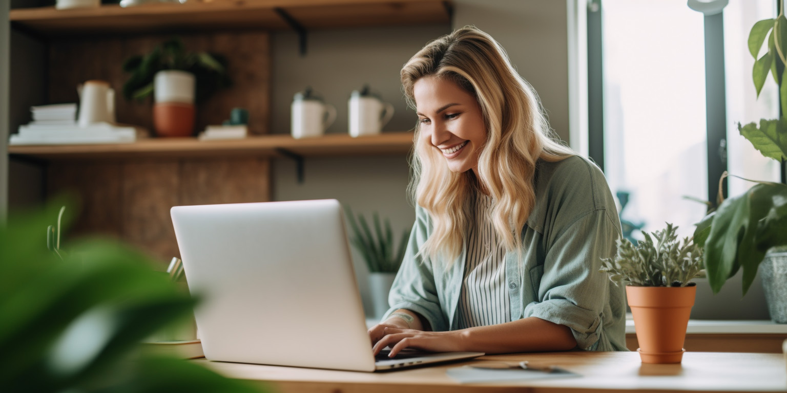 Woman at a laptop starting her own career, entrepreneur, entrepreneurship, young woman, career, job, laptop